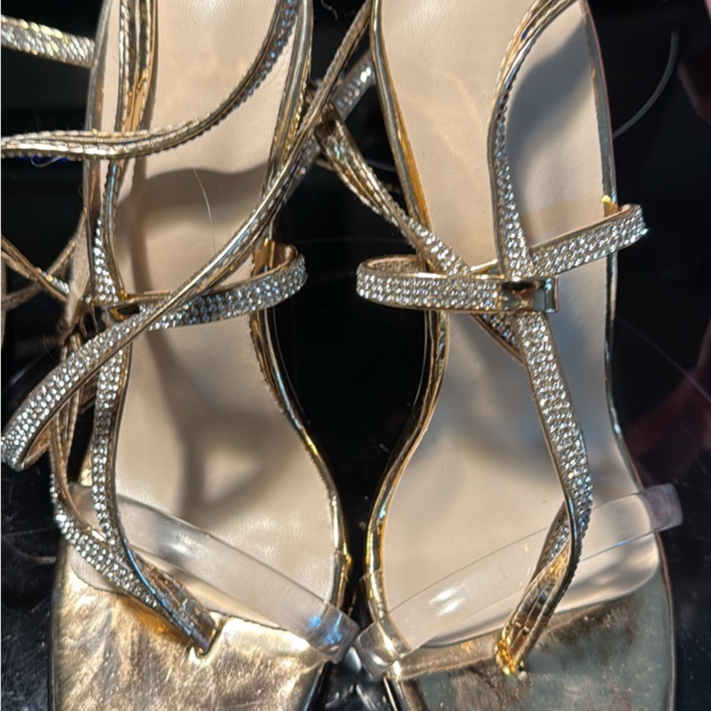 Dazzling Gold Strappy Women's Heels
